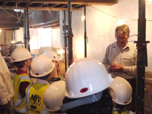 david alston shows Cromarty Primary School children inside the East Church, Cromarty